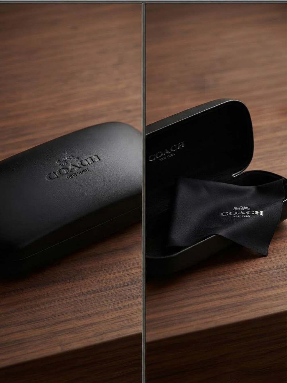 Coach Hard Glasses Sunglasses Case Black With Cleaning Cloth